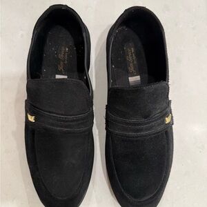 Supra Jim Greco Signature Black Suede Slip-On Loafers with Gold Accent